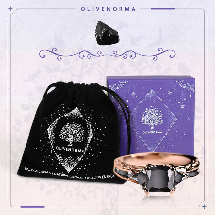 FREE Today: "Simple Pretty" -  Princess Cut Obsidian & Sapphire Ring  - image 3