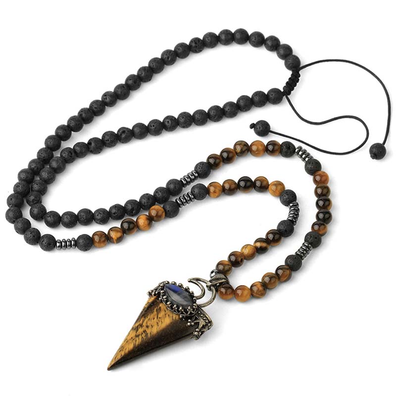 Olivenorma Natural Stone Prismatic Meditation Beaded Necklace