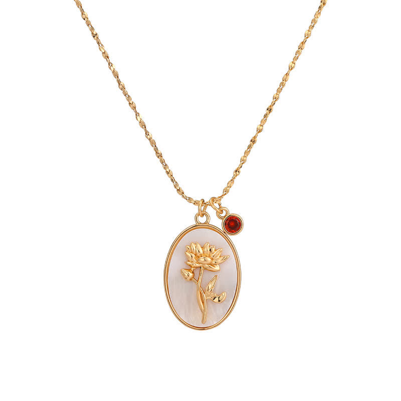 Olivenorma Birth Stone With Birth Flower Necklace - Jan - Carnation - image 1