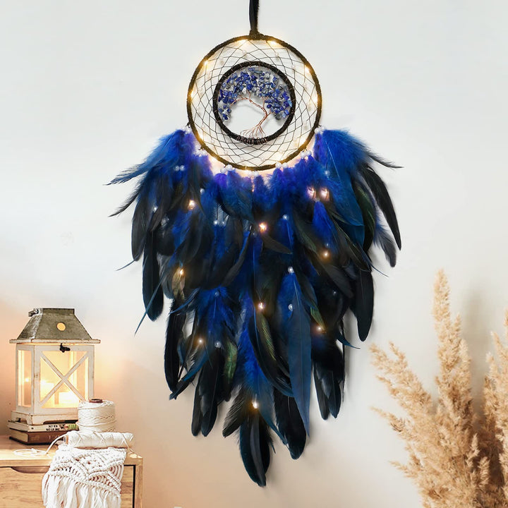 Olivenorma Crystal Tree Of Life Feather Glow Dream Catcher