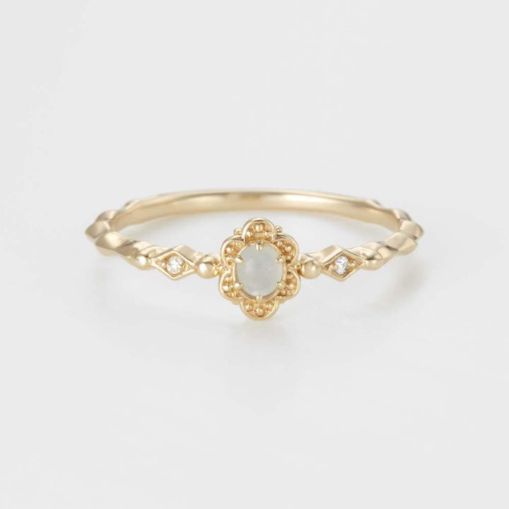 Olivenorma Vintage Natural Aquamarine Daisy Flowers Ring