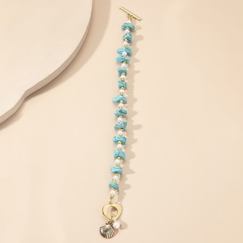 Olivenorma Irregular Turquoise Pearl Shell Pendant Bracelet