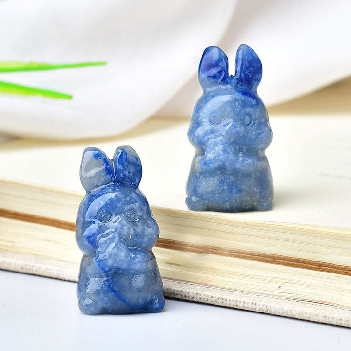 Olivenorma Natural Crystal Carrot Rabbit Carving Gemstone Decoration - Blue Aventurine - image 13