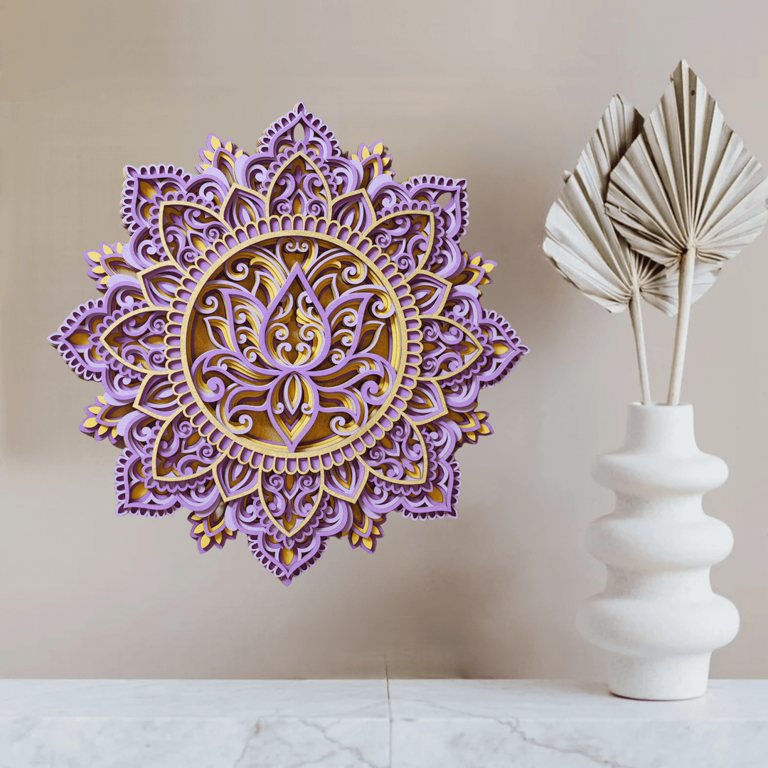 Olivenorma Blue Lotus Mandala 3D Painting Wall Decor