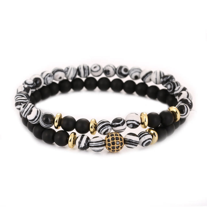 Olivenorma Natural Crystal Two Layer Beaded Men Bracelet