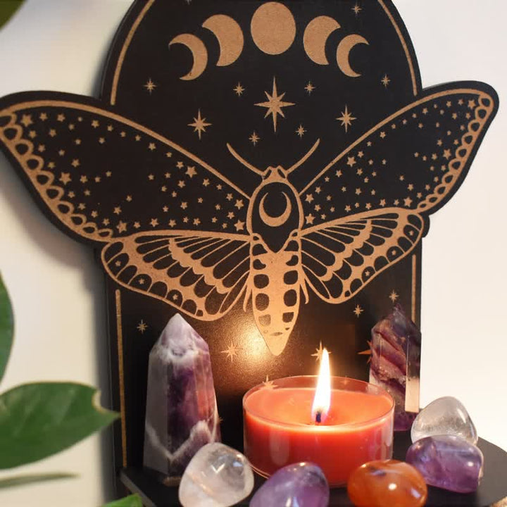 Olivenorma Magical Moth Moon Altar Crystal shelf