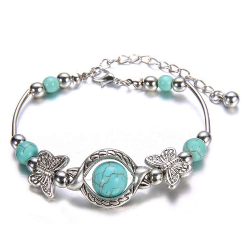 Olivenorma Turquoise Sphere Butterfly Bracelet