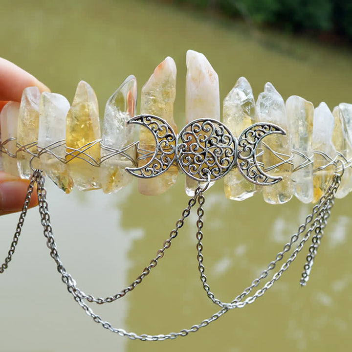 Olivenorma Cresent Moon Goddess Natural Crystal Crown