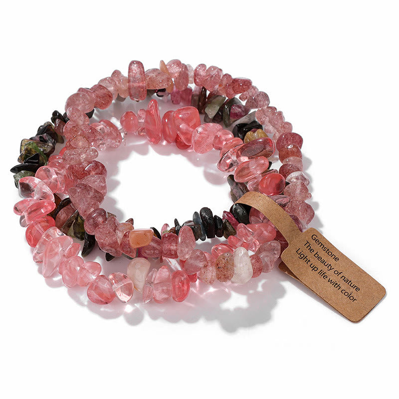 Olivenorma Natural Irregular Crystal Gravel Three Layer Bracelet