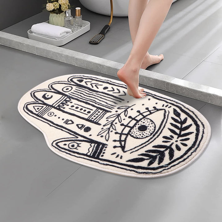 Olivenorma White Hamsa Symbol Soft Area Carpet