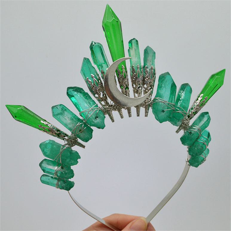 Olivenorma Handmade Silver Moon Natural Crystal Crown