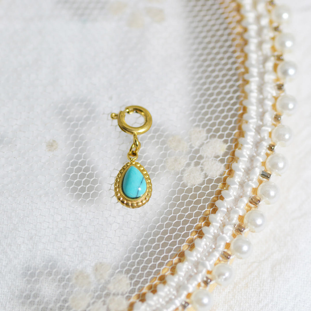 Olivenorma Geometric Round Or Water Drop Crystal Gold Pendant Necklace - Turquoise - Necklace #4 - image 34