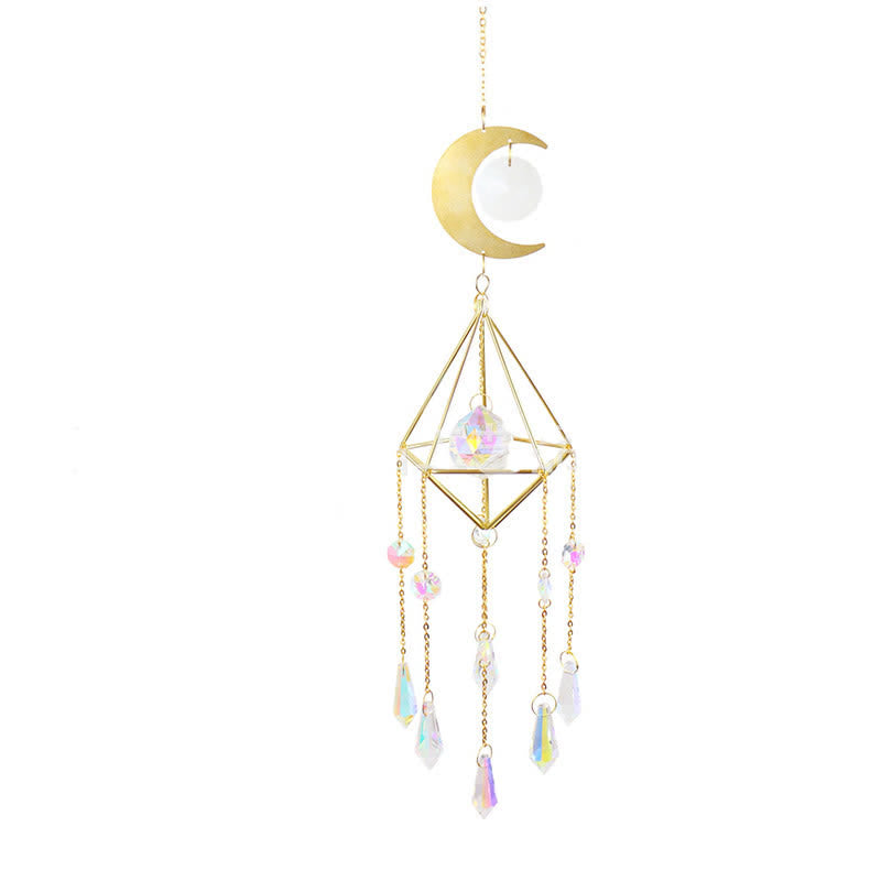 Clear Crystal Suncatcher Moon Wind Chime