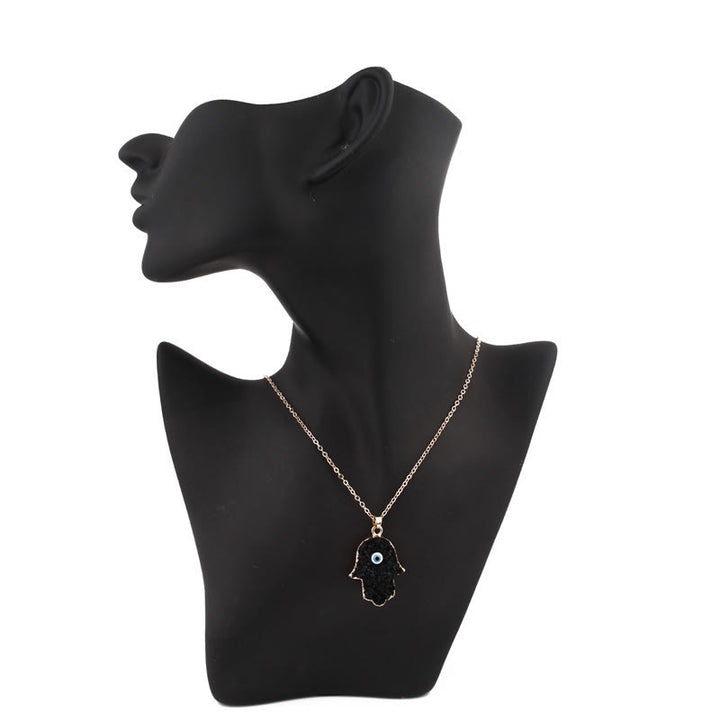 Olivenorma Hamsa Evil Eye Obsidian Clear Crystal Necklace