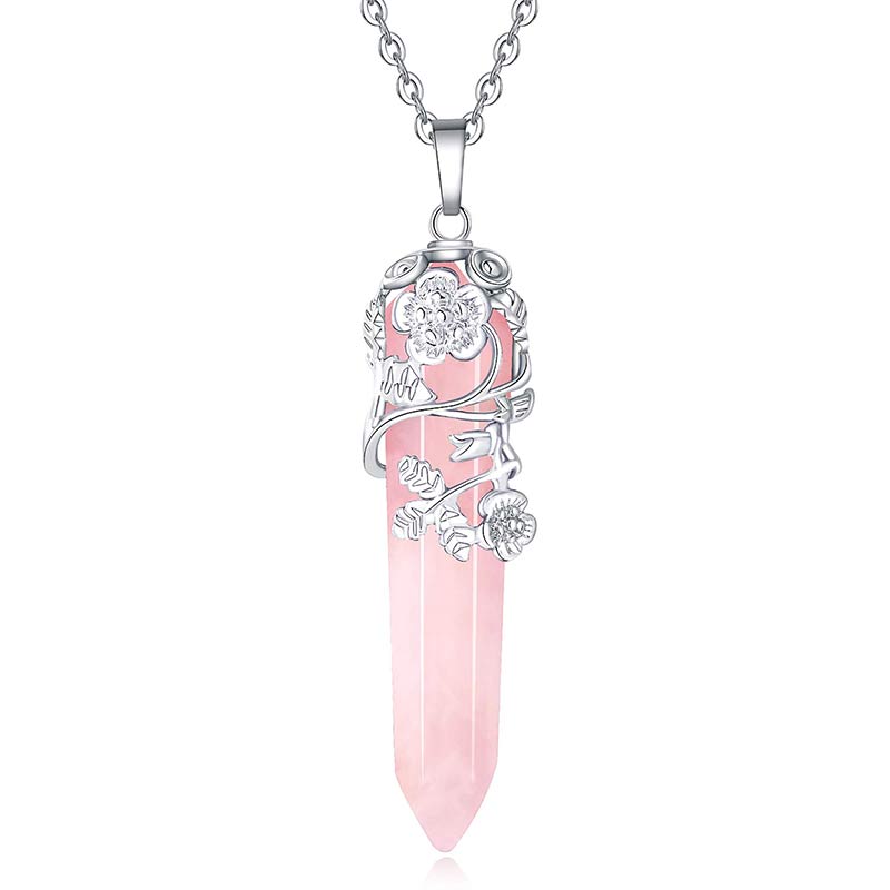 Olivenorma Natural Crystal Hexagonal Column Necklace