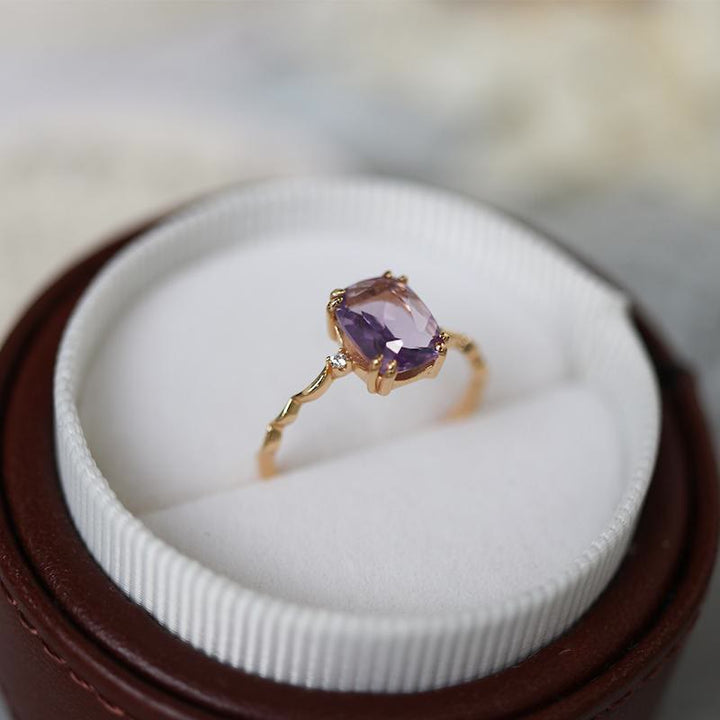 Olivenorma Amethyst Sugar Cube Wave Design Ring - image 5