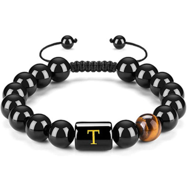 Olivenorma Tiger Eye With Black Onyx Healing Letter Bracelet