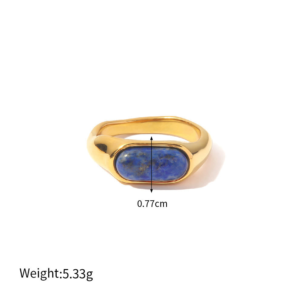 Olivenorma Court Vintage Titanium Steel Lapis Lazuli Ring Set