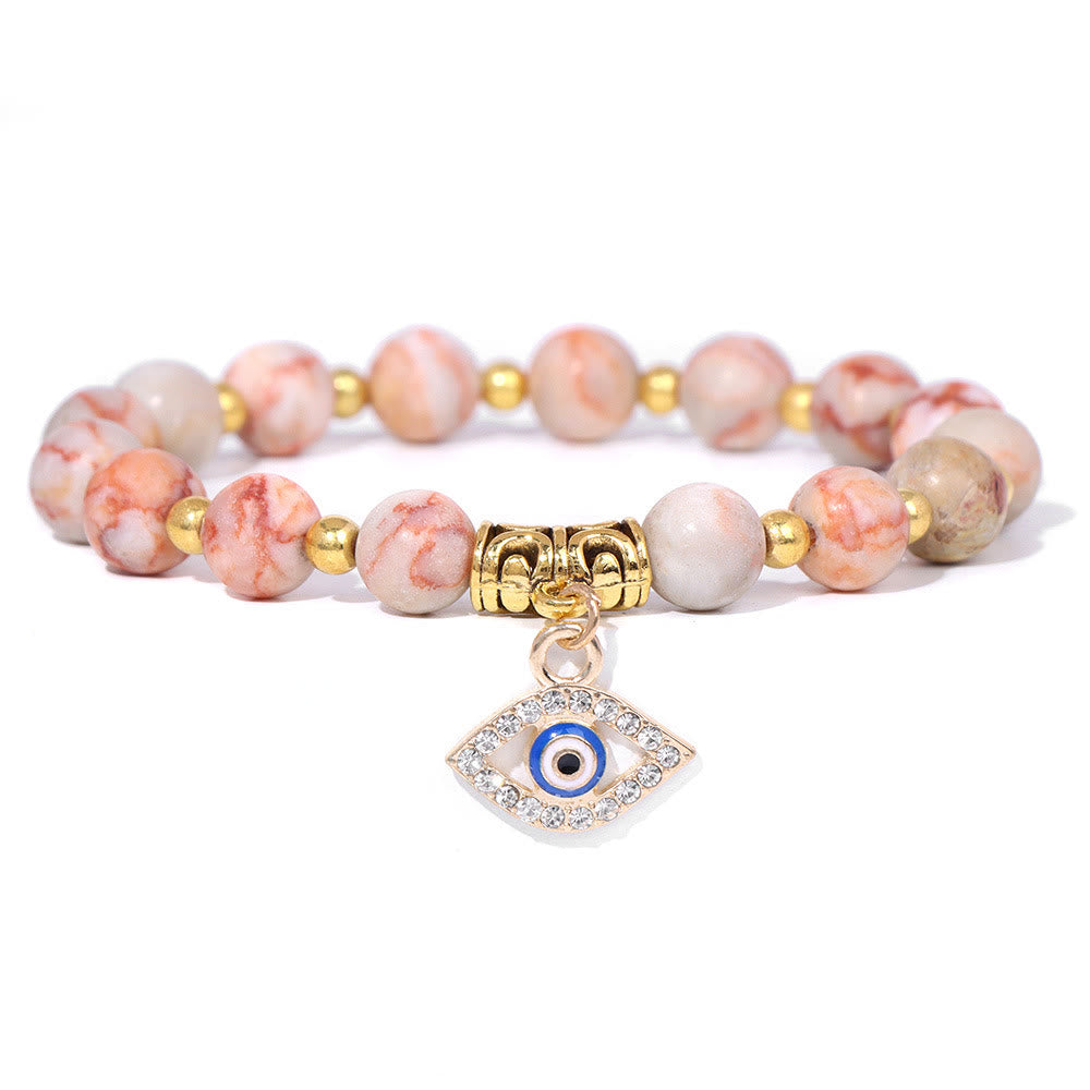 Olivenorma Natural Stone Beaded Evil Eye Pendant Bracelet