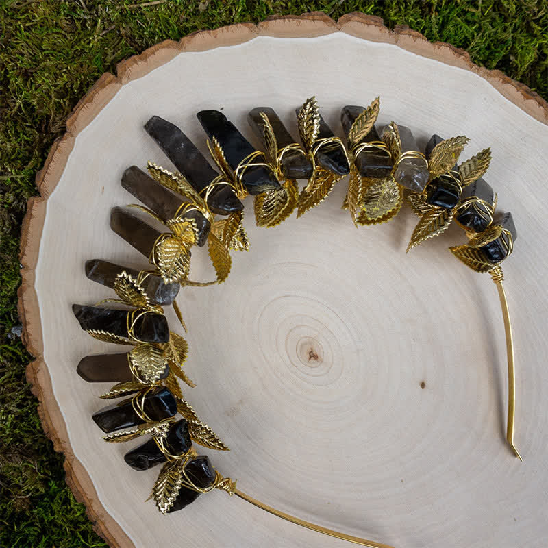 Olivenorma Smoky Quartz Witch Crystal Crown