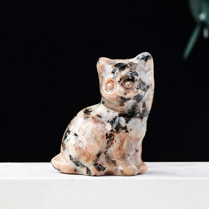 Olivenorma Natural Crystal Lucky Cat Carved Gemstone Decoration - curbstone - image 29