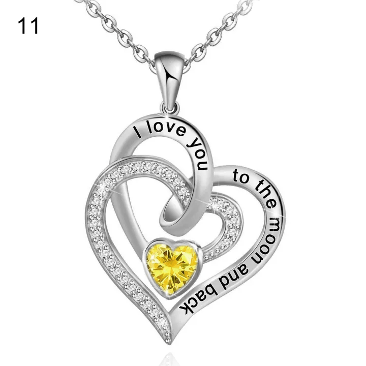 FREE Today: "I Love You to the Moon and Back" – Eternal Hearts Birthstone Necklace - Silver - November - Card Style Two - image 27