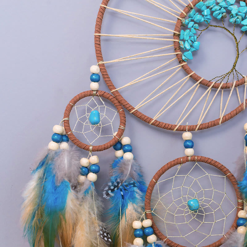 Olivenorma Turquoise Tree of Life Feather Dream Catcher