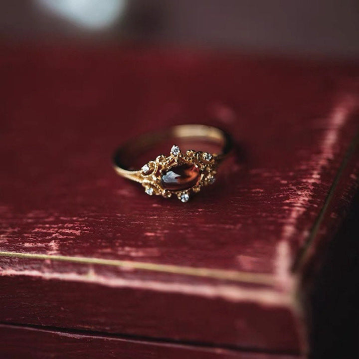 Olivenorma Night Rose-Natural Garnet Ring