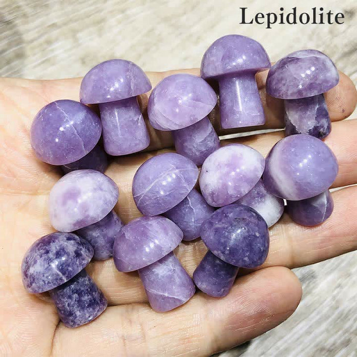 Olivenorma Natural Crystal Mini Mushroom Decoration  - Lepidolite - image 0