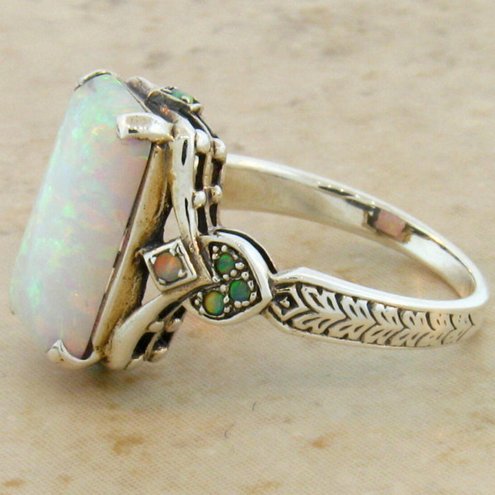 Olivenorma Opal Bridal Square Orgone Ring