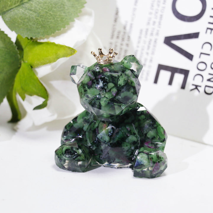 Olivenorma Crystal Gravel Resin Bear Ornament Gemstone Decoration