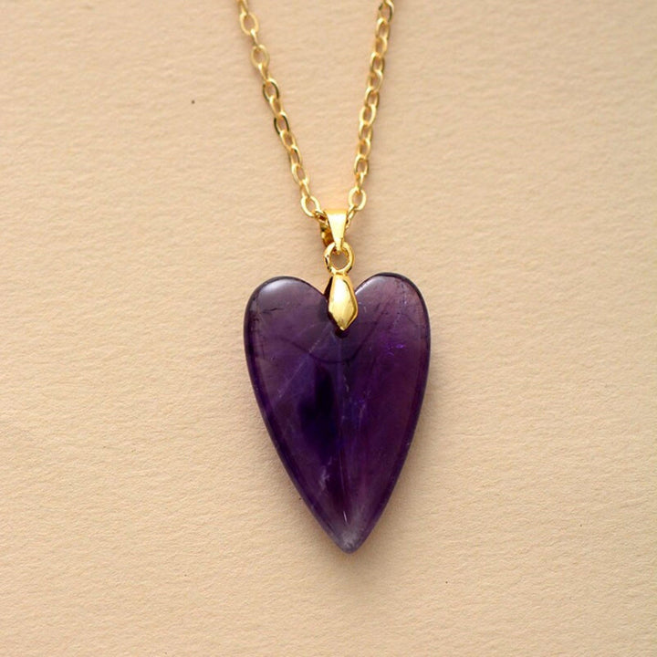 Olivenorma Healing Crystal Heart Pendant Necklace