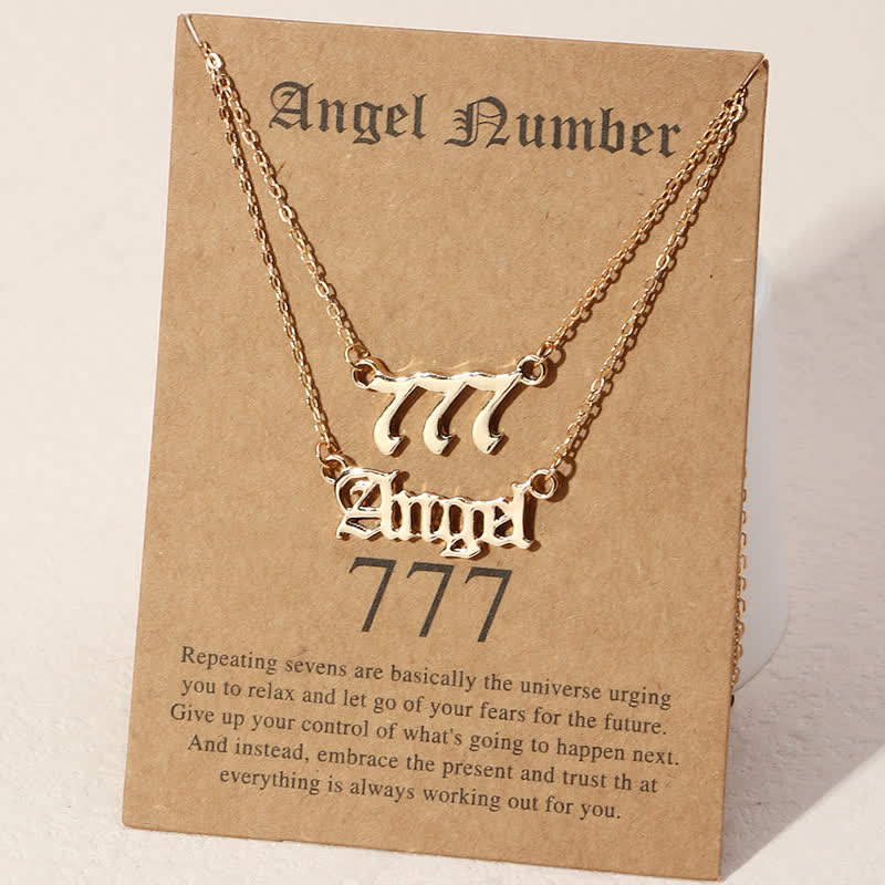 Olivenorma Angle Number & Angel Dainty Double Necklace