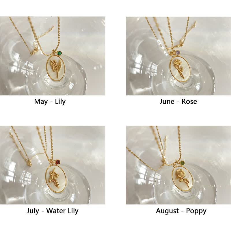Olivenorma Birth Stone With Birth Flower Necklace - image 18