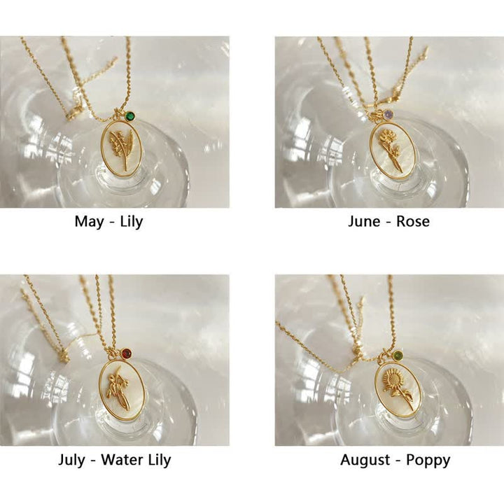 Olivenorma Birth Stone With Birth Flower Necklace - image 18