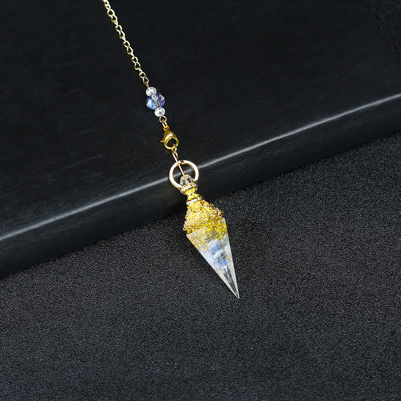 Olivenorma Natural Crystal Resin Hexagonal Pyramid Pendulum - Opalite&Gold Leaf - image 27