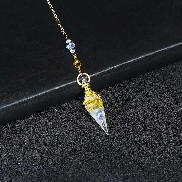 Olivenorma Natural Crystal Resin Hexagonal Pyramid Pendulum - Opalite&Gold Leaf - image 27
