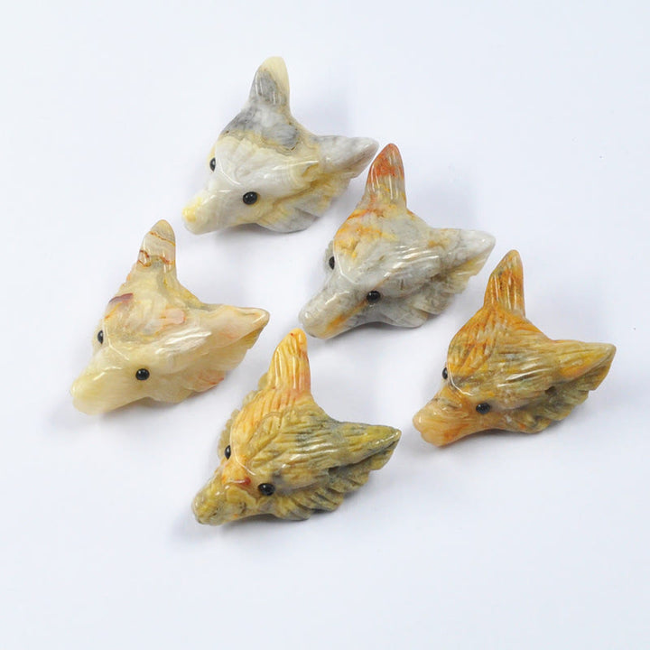 Olivenorma Spirit Guardian Wolf Head Crystal Carving Gemstone Decoration - Crazy Onyx - With Card - image 14