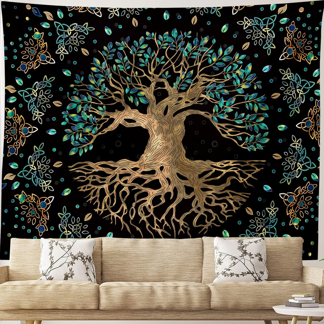 Olivenorma Life Of Tree Wall Hanging Black Green Tapestry