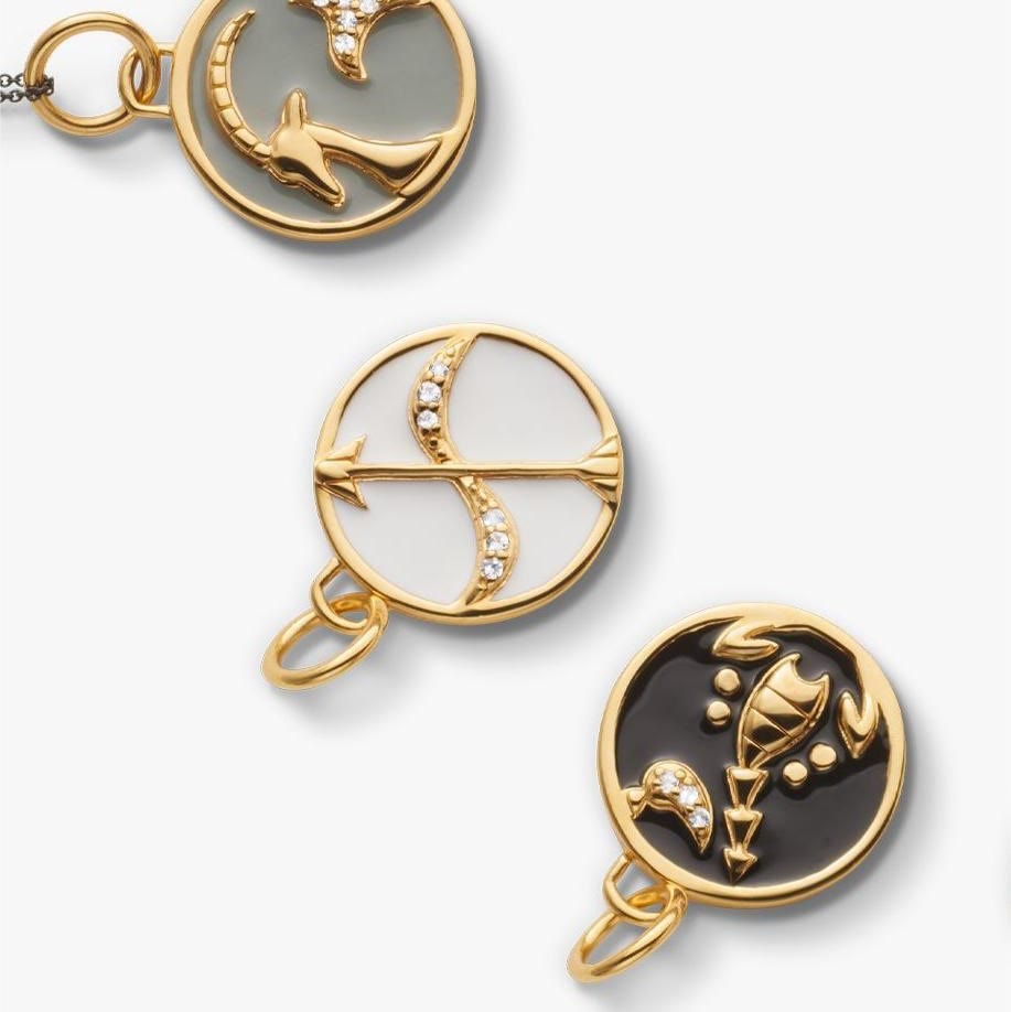 Olivenorma White Zircon Vintage Zodiac Stainless Steel 18k Necklace