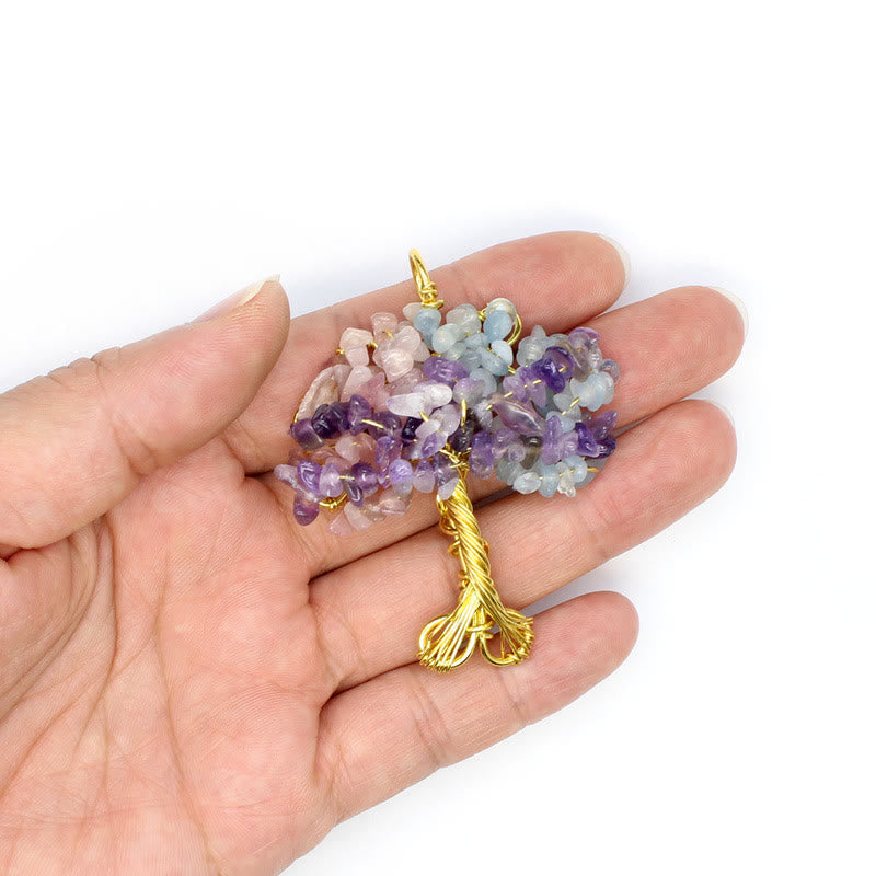 Olivenorma Crystal Gravel Chakra Tree Of Life Necklace Pendant