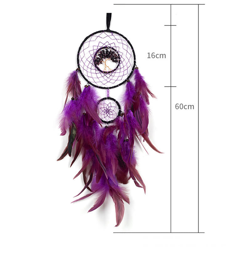 Olivenorma Amethyst Crystal Tree of Life Dream Catcher