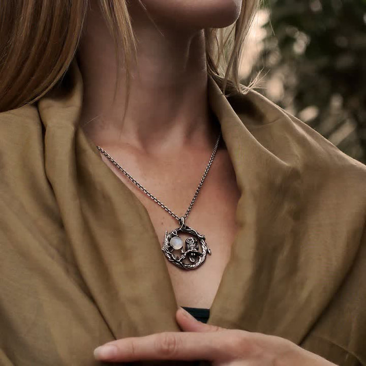 Rebirth Owl Retro Moonstone Necklace