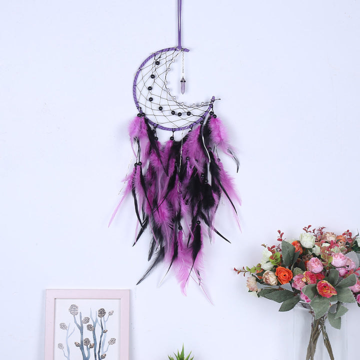 Olivenorma Amethyst Obsidian Moon Feather Dream Catcher