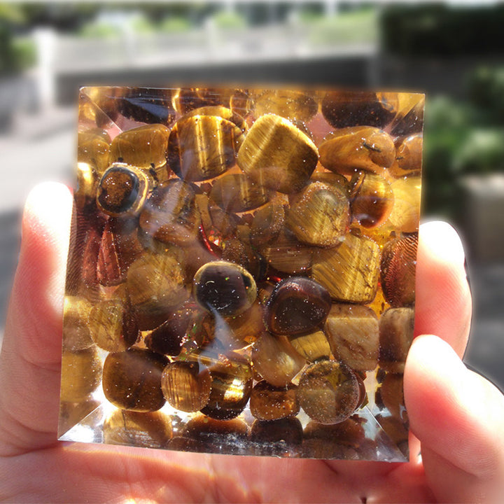 Olivenorma Golden Harmony Tiger Eye & Citrine Tree of Life Orgone Pyramid - image 5