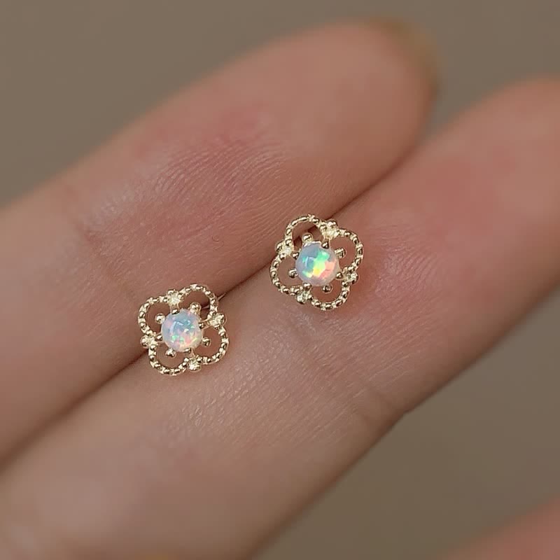 Olivenorma Delicate Vintage Opal Rhombic Earrings