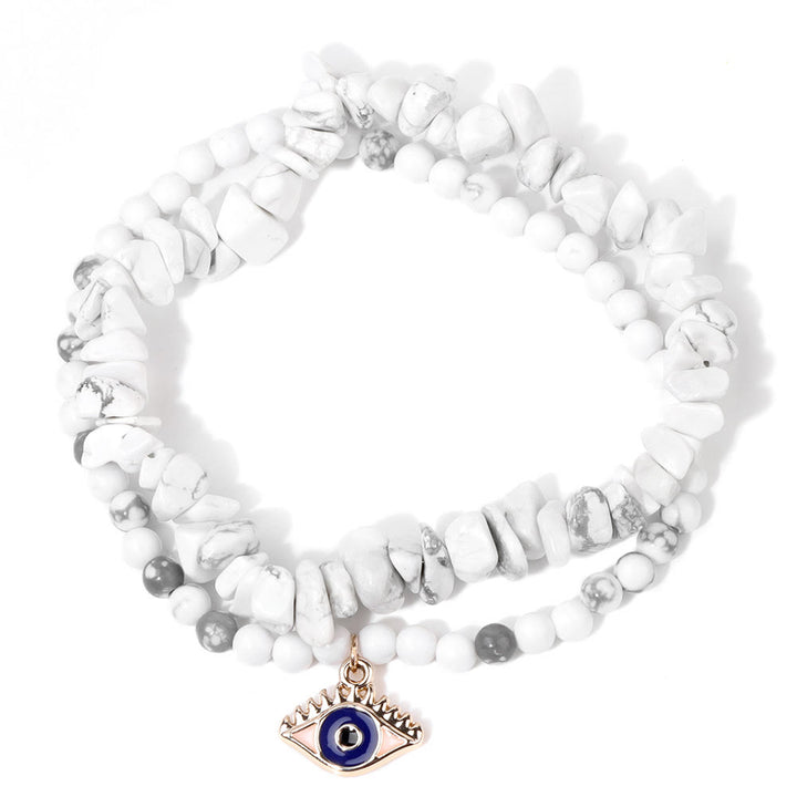 Olivenorma Evil Eye Pendant Double Layer Crystal Bracelet Set