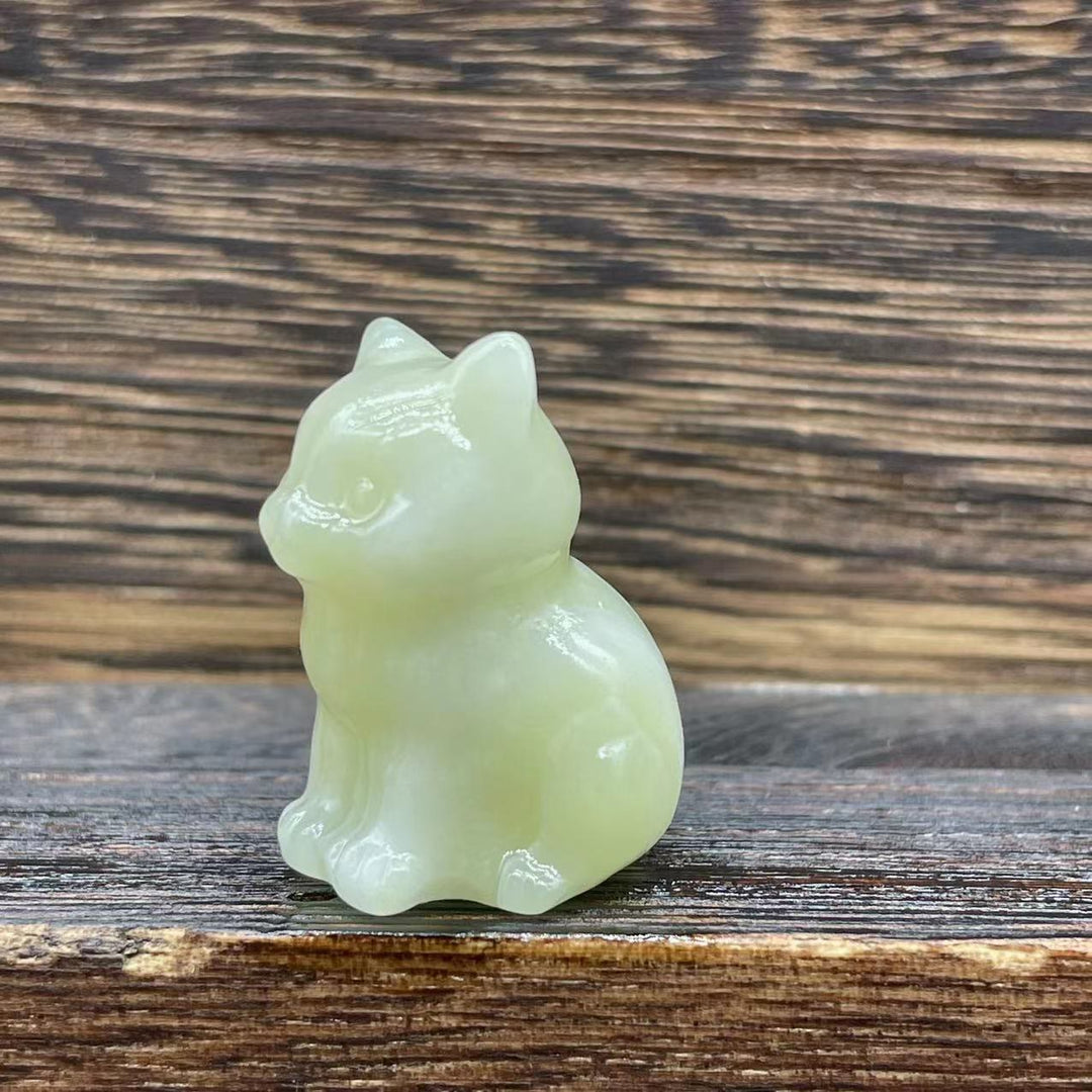 Olivenorma Natural Stone 1.2 Inch Cute Kitten Gemstone Decoration - Afghanistan Jade - image 24