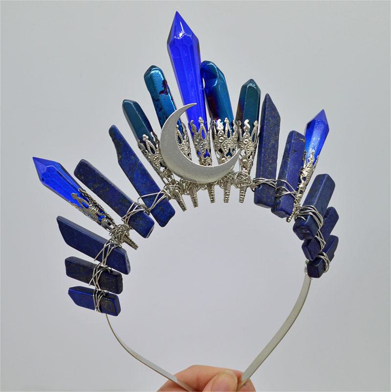 Olivenorma Handmade Silver Moon Natural Crystal Crown