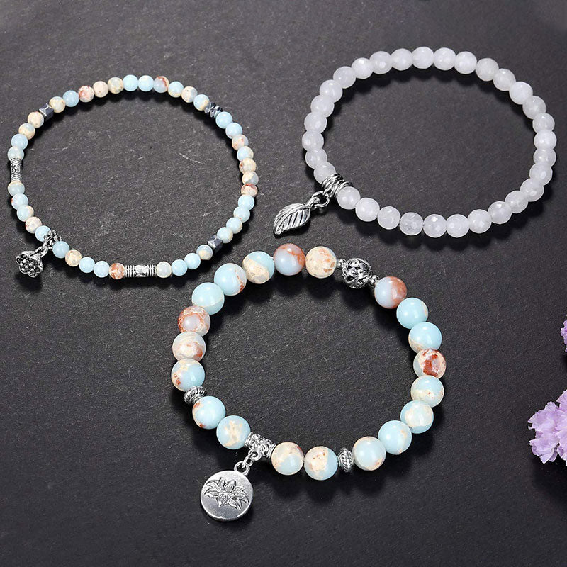 Lotus Emperor Stone 3 - Piece Bracelet